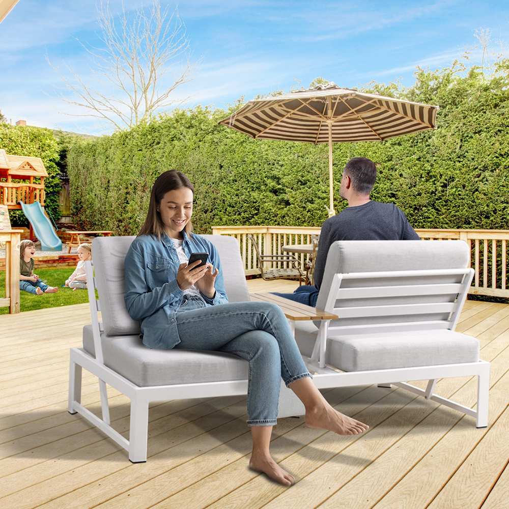 Double adjustable backrest aluminum sofa