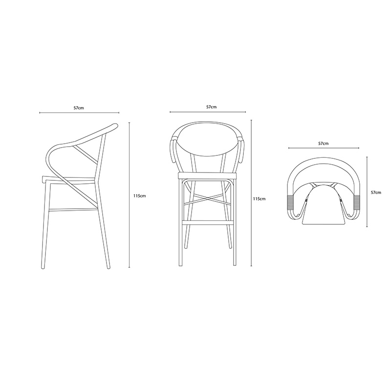 Bamboo look aluminum outdoor bar chair