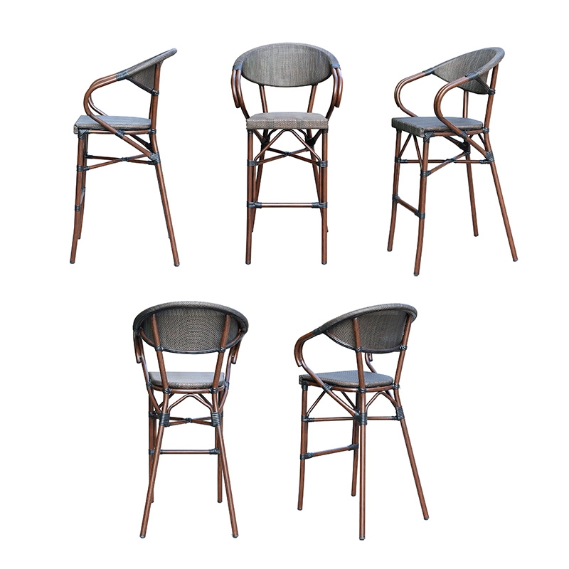 Bamboo look aluminum outdoor bar chair