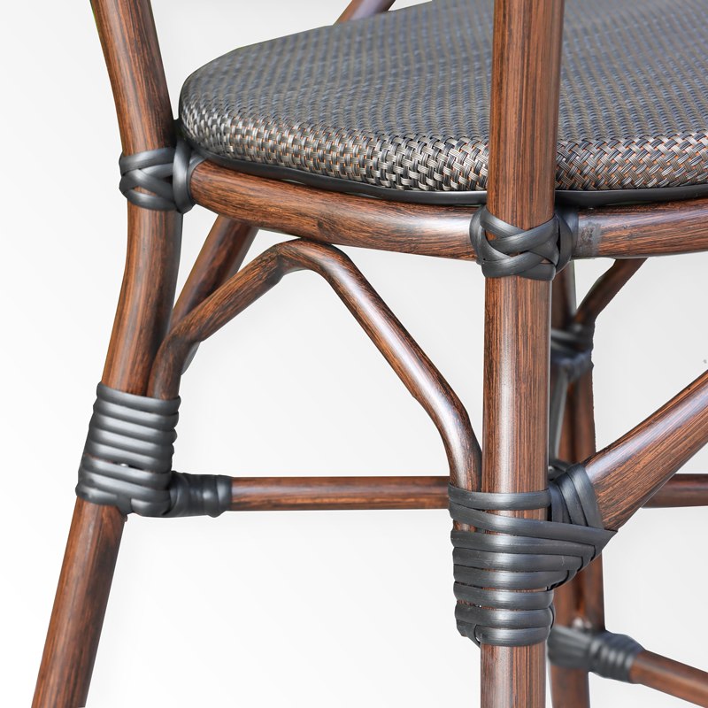 Bamboo look aluminum outdoor bar chair