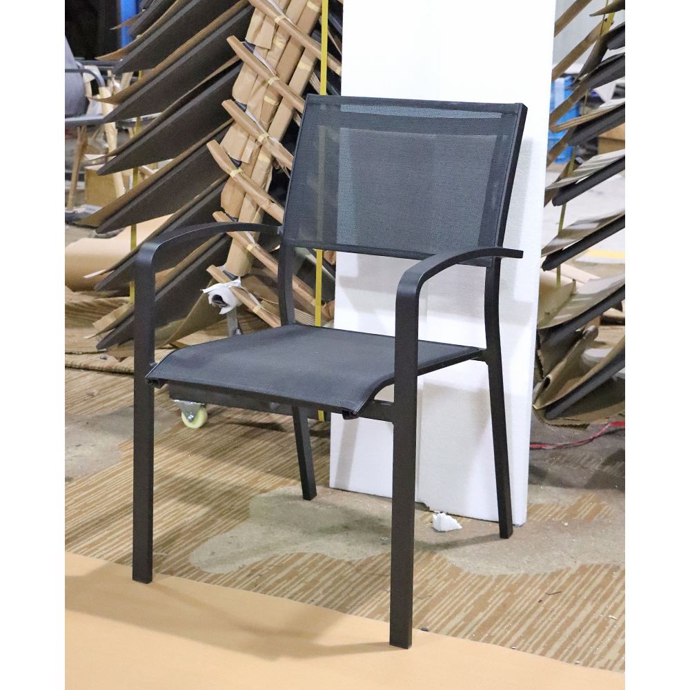 Black Mesh Outdoor Restaurant Chair