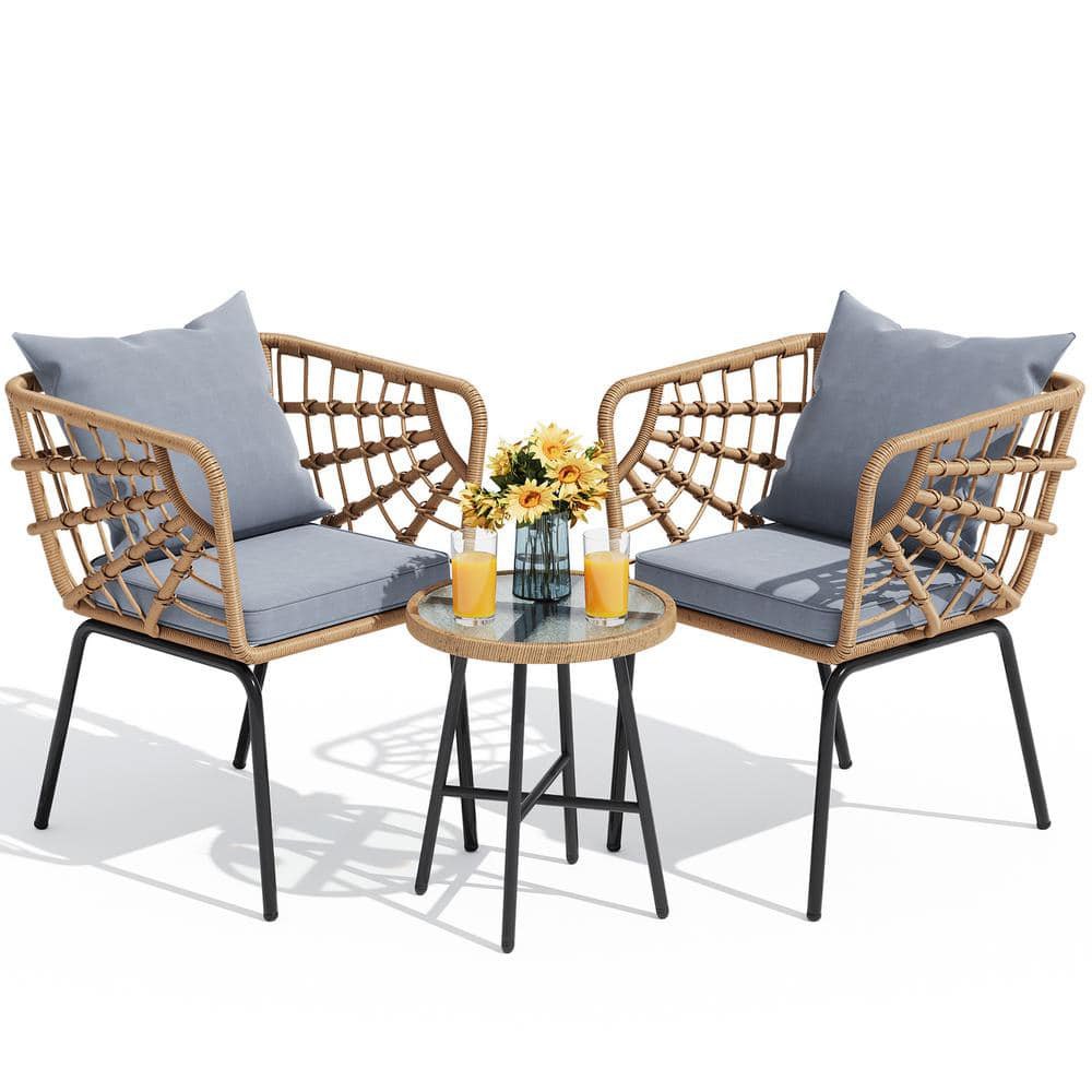 hotsale PE rattan balcony chair set