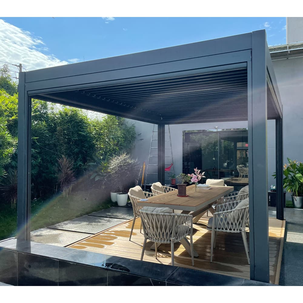 Modern Minimalist Aluminum Pergola with Patented Innovations