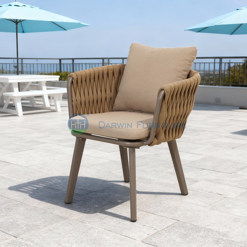 Brown Woven Outdoor Dining Chair