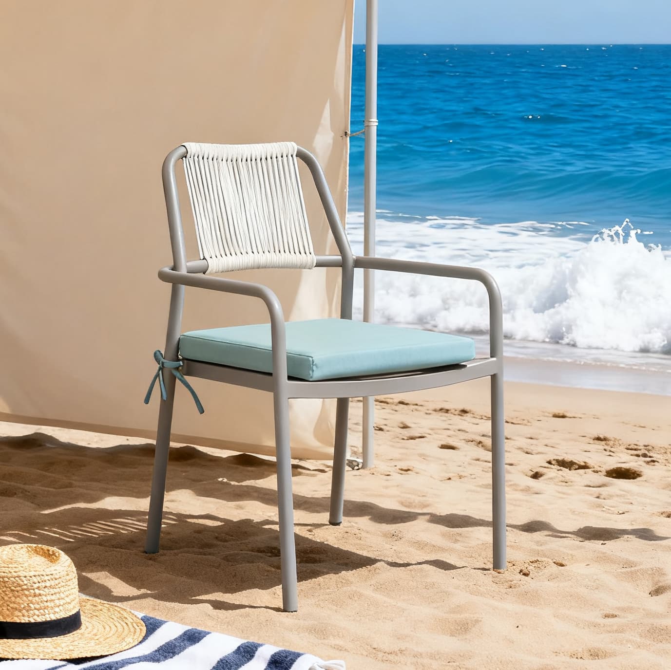 Modern Aluminum Rope Outdoor Dining Chair