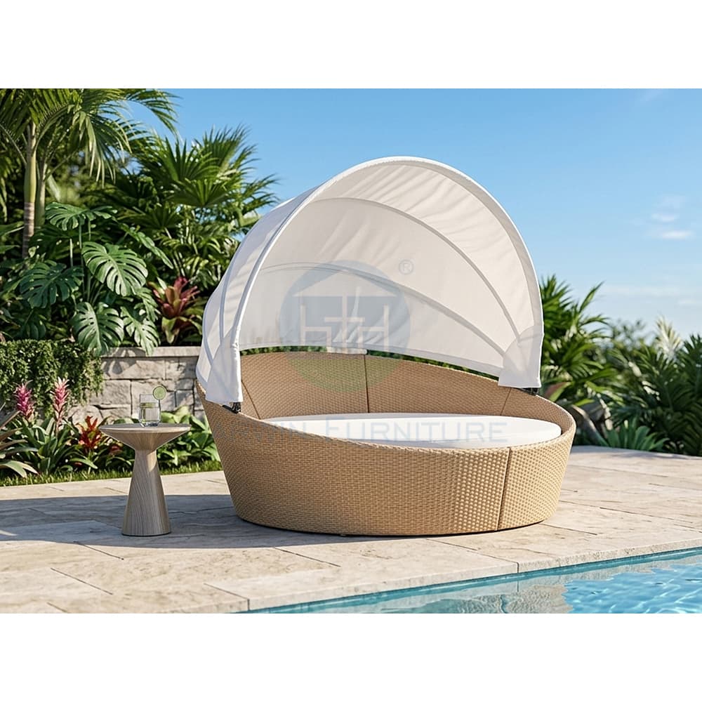 Canopy Woven Rattan Outdoor Daybed