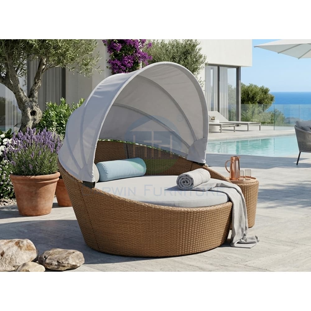 Canopy Woven Rattan Outdoor Daybed