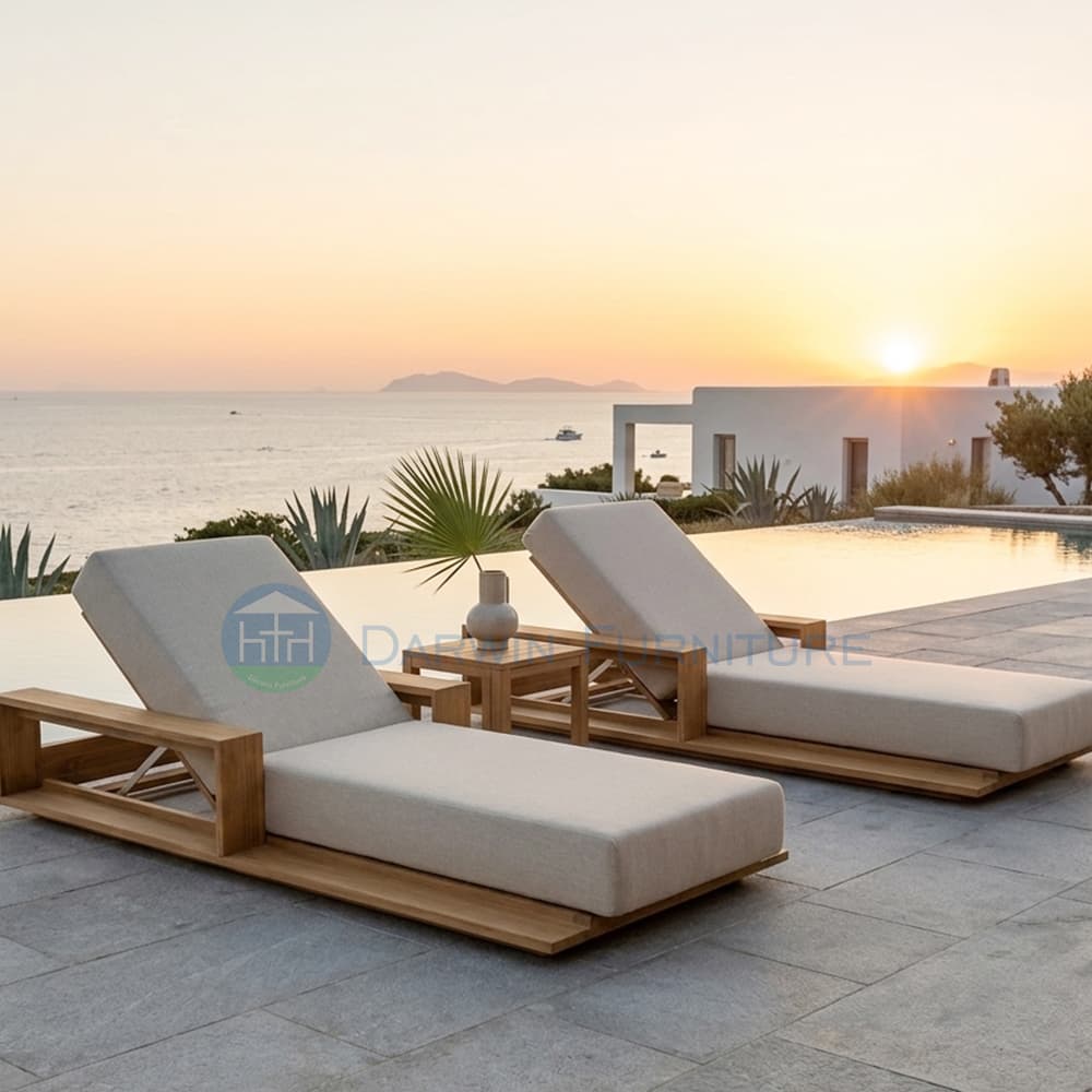 Custom Teak Wood Outdoor Chaise Lounge