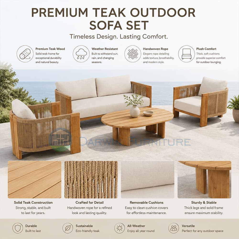 Foshan Solid Wood Outdoor Sofa Set Supplier