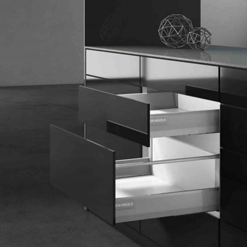 Бесшумная система выдвижных ящиков для сборки без инструментов