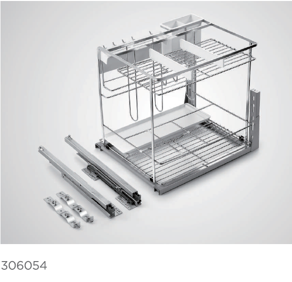 306034/ S.S. Seasoning Pull Out Basket - Diamond Style