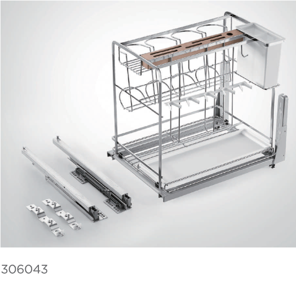 306034/ S.S. Seasoning Pull Out Basket - Diamond Style