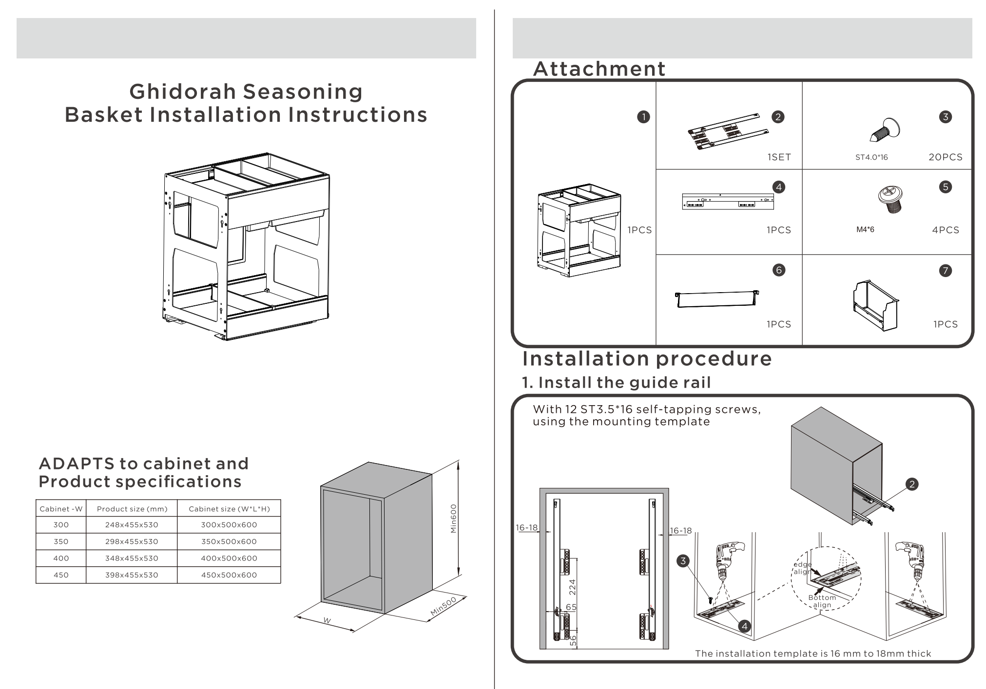306371- SS201 Cesta extraíble para condimentos - SERIE GHIDORAH