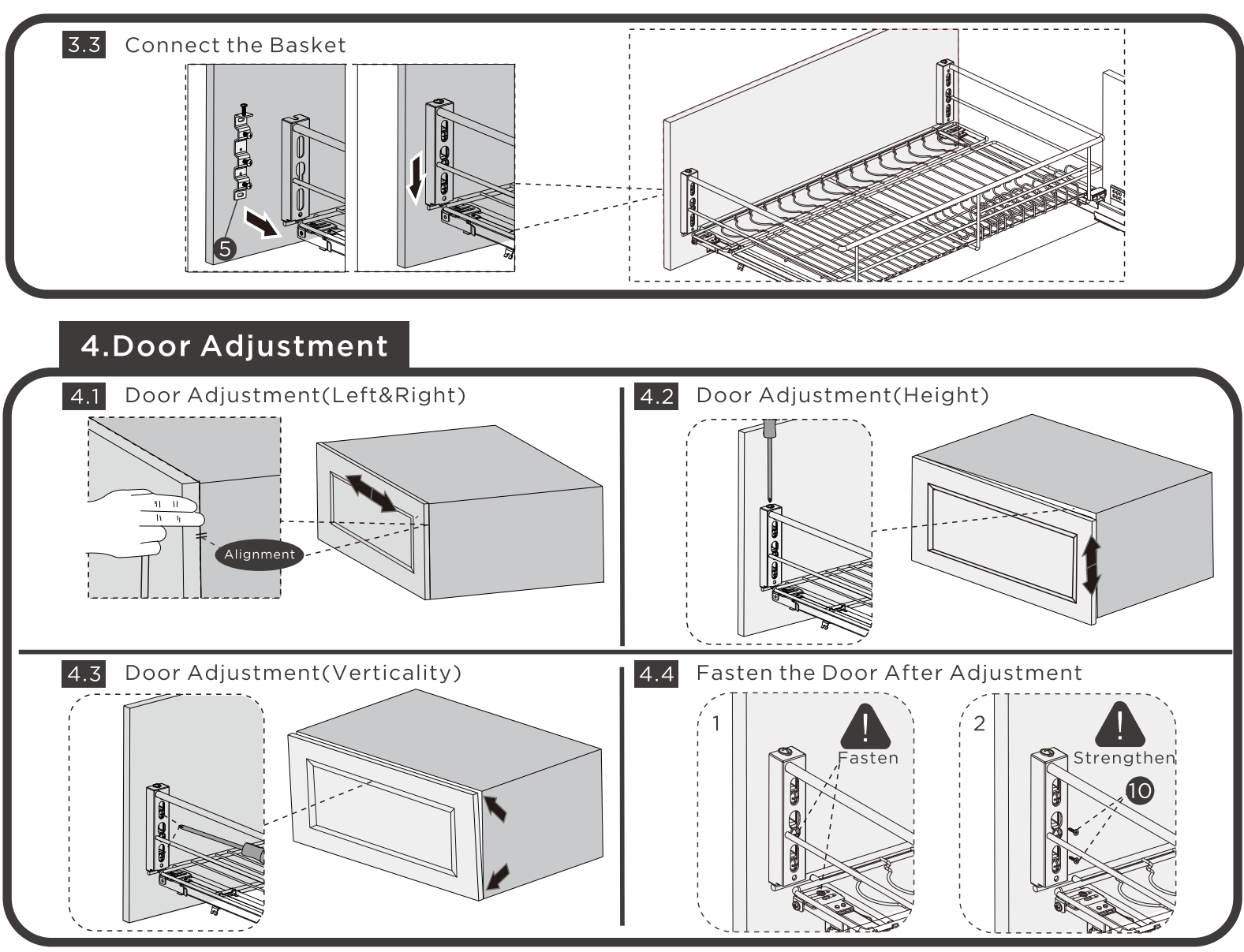 303501/ Panier coulissant en acier inoxydable - Style diamant