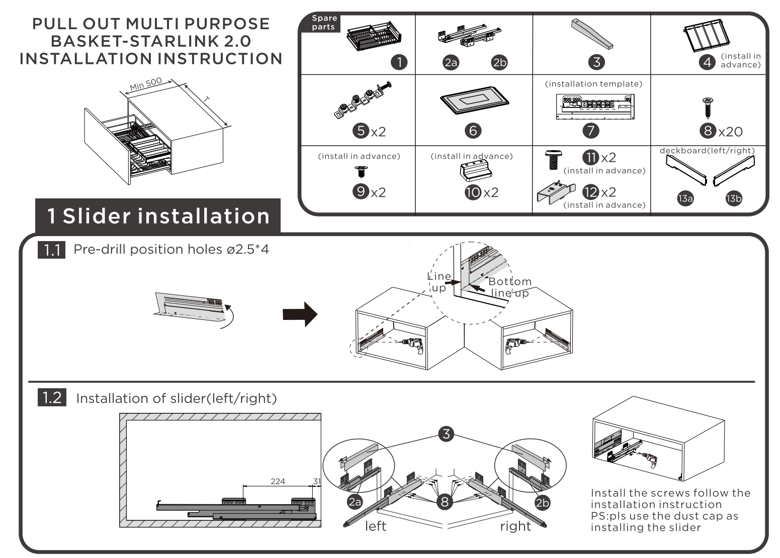 303675S- PULL OUT MULTI PURPOSE BASKET - STARLINK 2.0