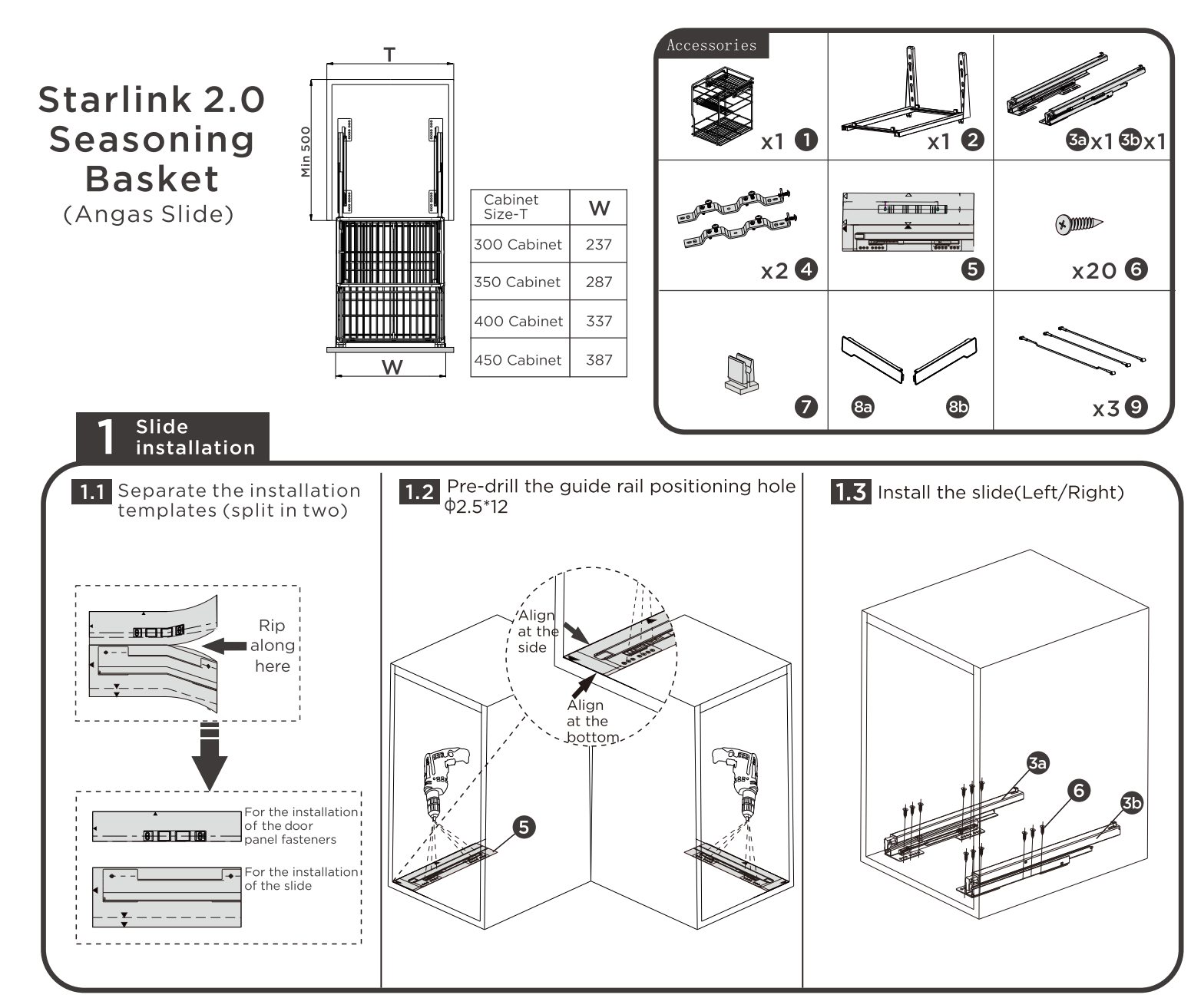 306301S-SEASONING PULL OUT BASKET - STARLINK 2.0
