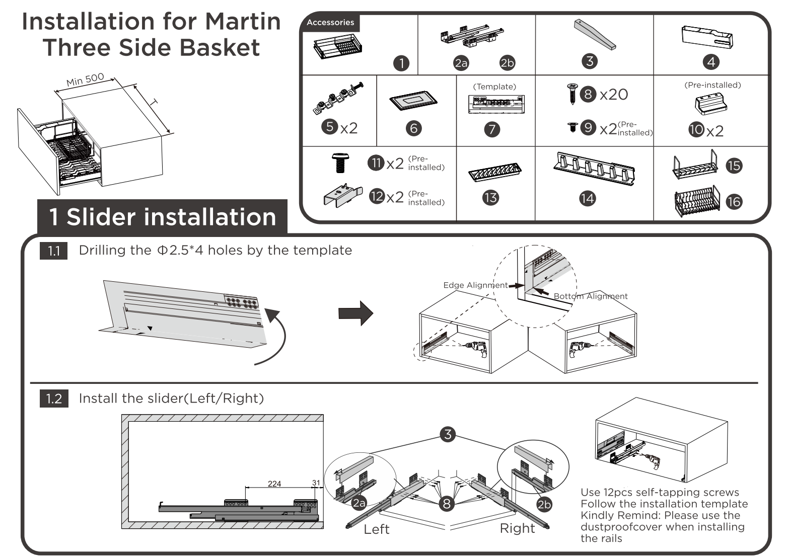 303401S- Round Wire Mul-purpose Pull Out Basket - MARTIN 2.0