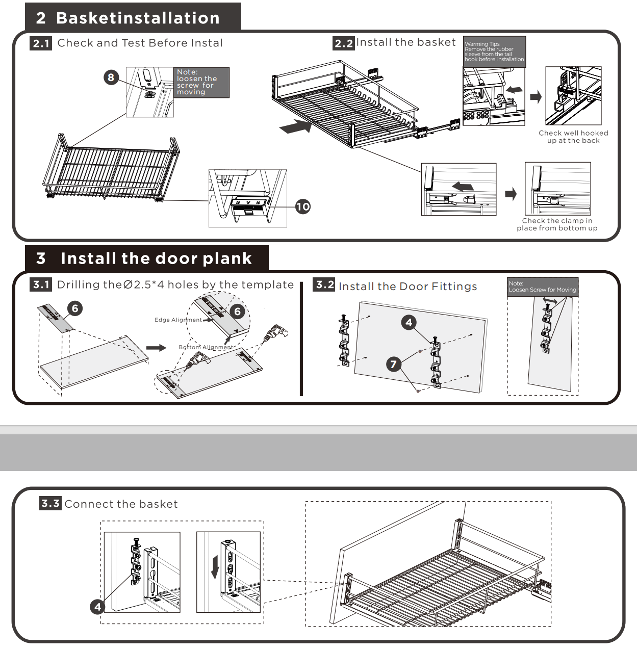 303695S- Round Wire Three Sides Pull Out Basket - MARTIN 2.0