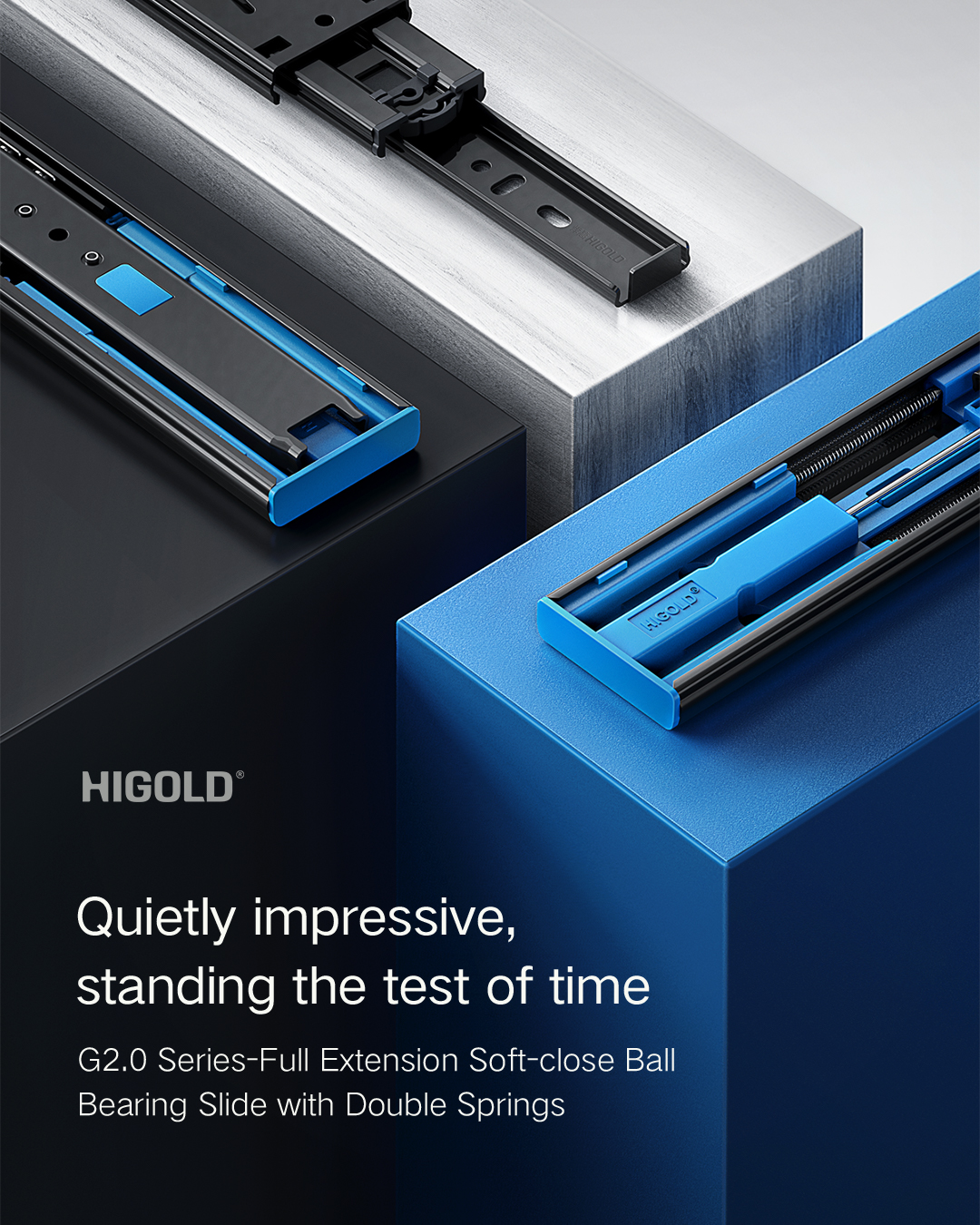 819311-H - Corrediça de esferas com fechamento suave e extensão total com mola dupla - Série G2.0