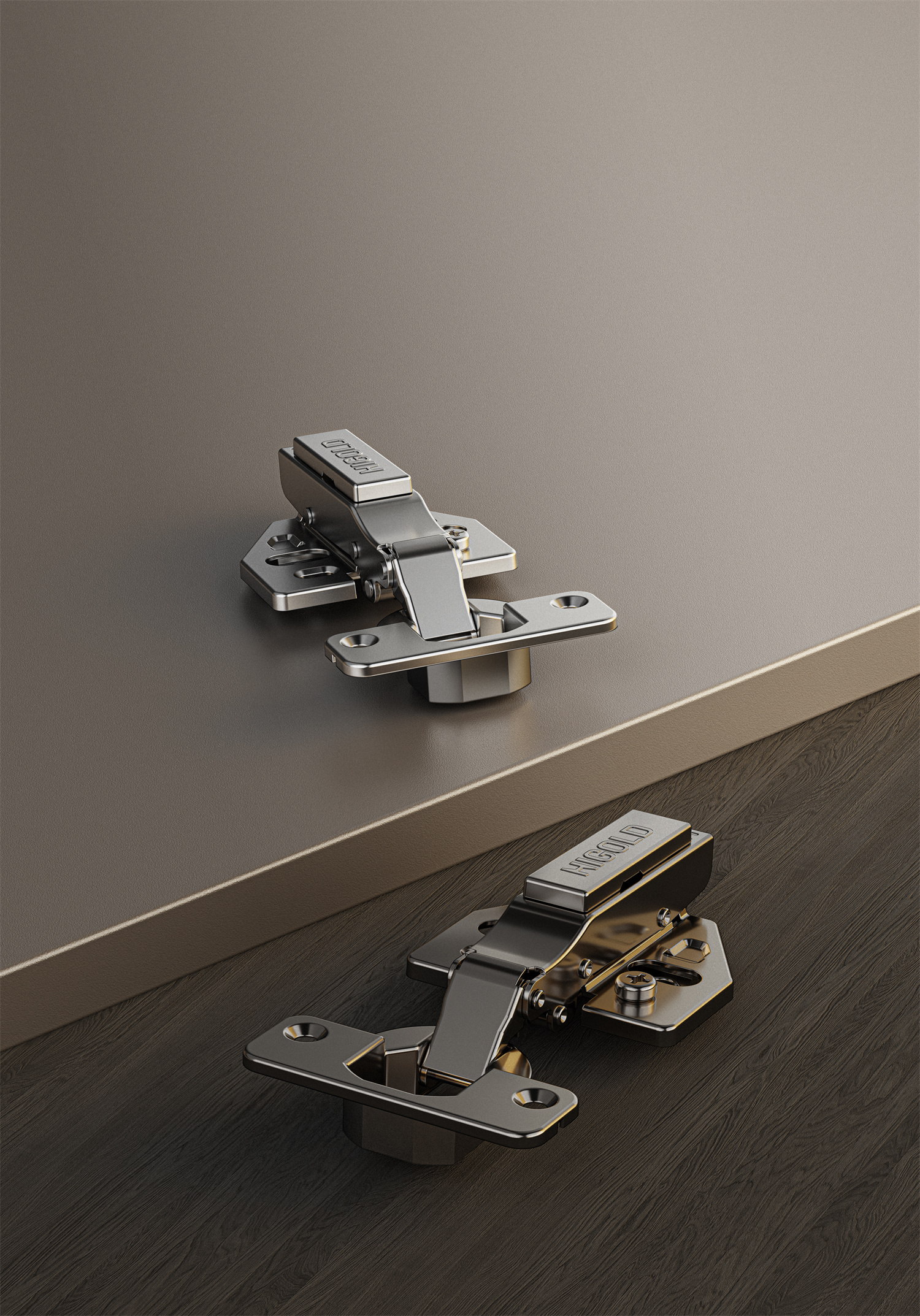 813031W - Dobradiça unidirecional de encaixe com amortecimento da série G com placa de montagem ajustável por came 3D