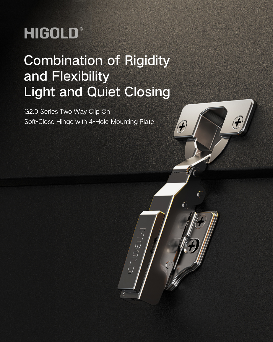 ۸۱۳۹۱۴ H - لولای آرام‌بند دوطرفه کلیپسی سری G2.0 با صفحه نصب ۴ سوراخه