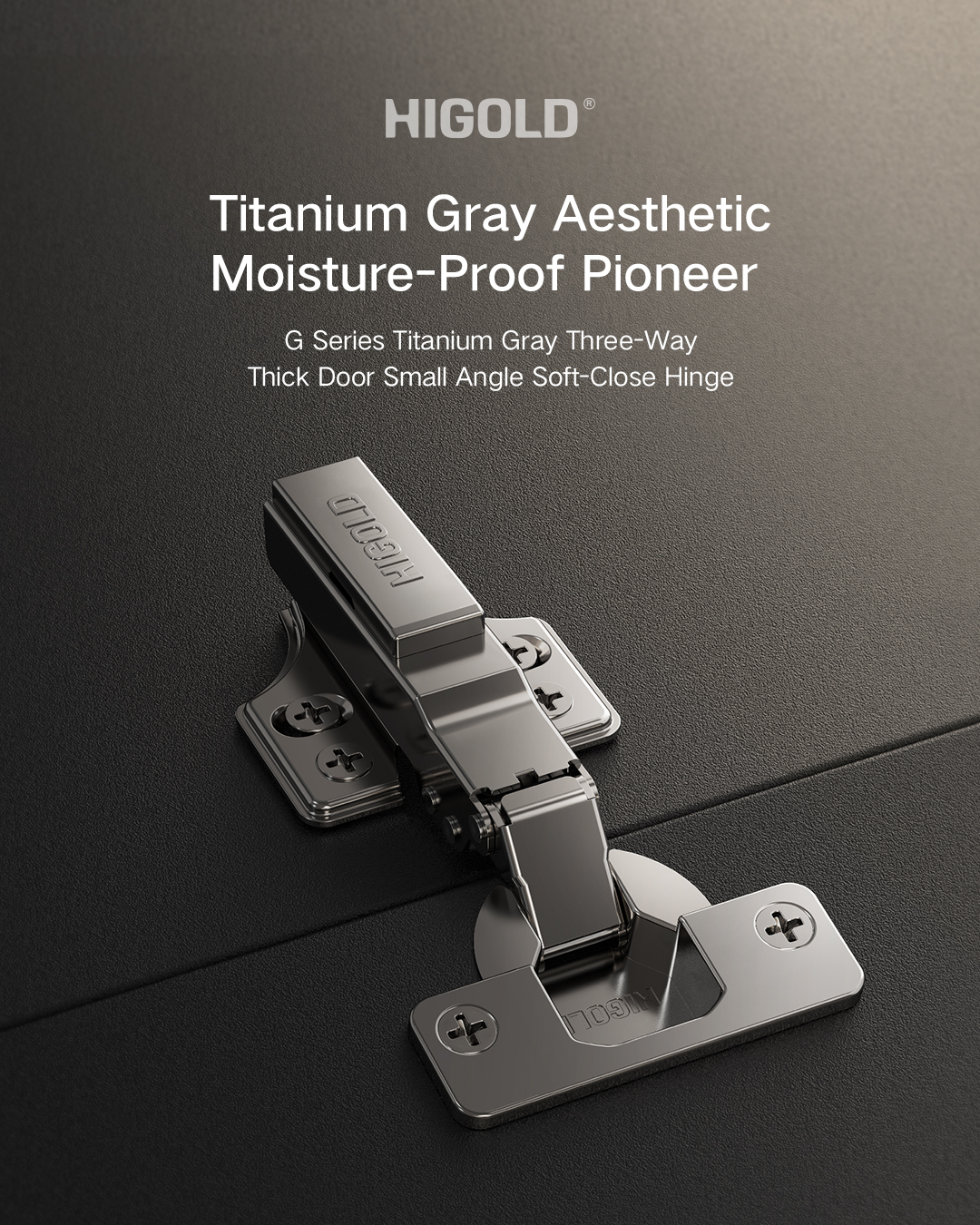 813721 - G Series Titanium Gray Three-Way Thick Door Small Angle Soft-Close Hinge