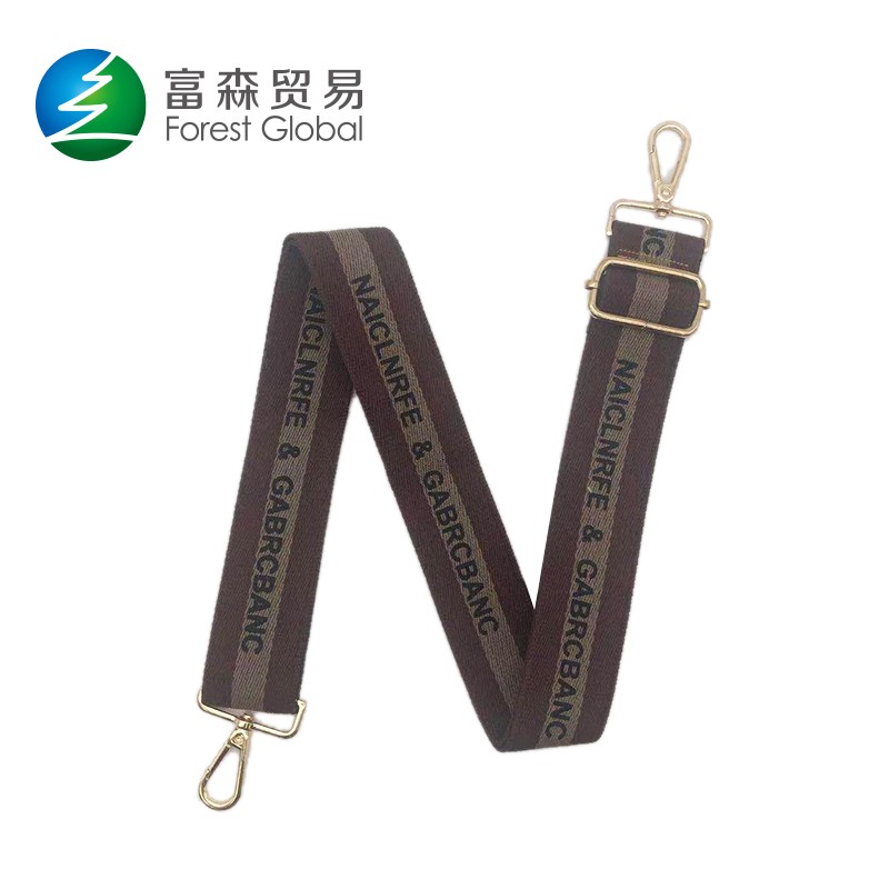 Logo Striped Shoulder Webbing Bag Strap With Accessories
