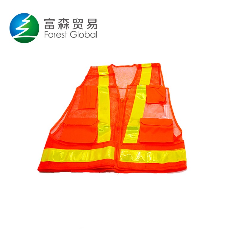 360 Degrees Reflective PVC Safety Straps Vest With Orange Mesh For Outdoor Workers