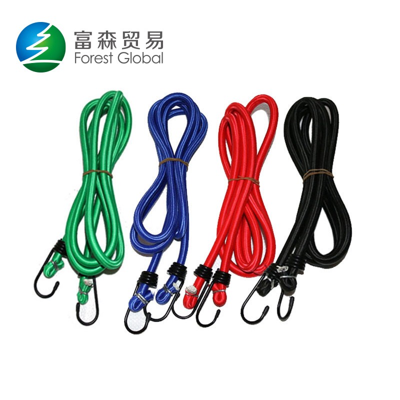 Heavy Duty Stretch Strap Keeper Bungee Cords With Coated Crimped J Hooks