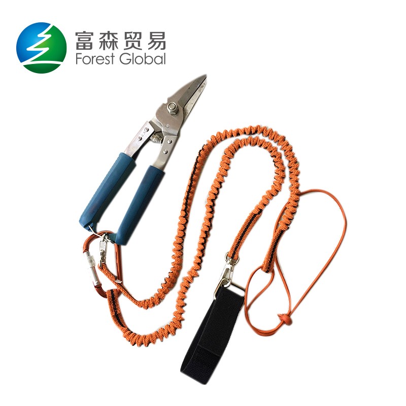Cordón de seguridad funcional para herramientas elásticas con gancho giratorio y mosquetón para portaherramientas