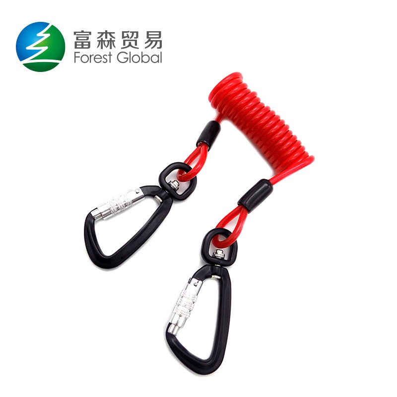 Heavy Duty Detachable Spring Steel Tool Lanyard Strap With Lock Carabiner For Building Implement