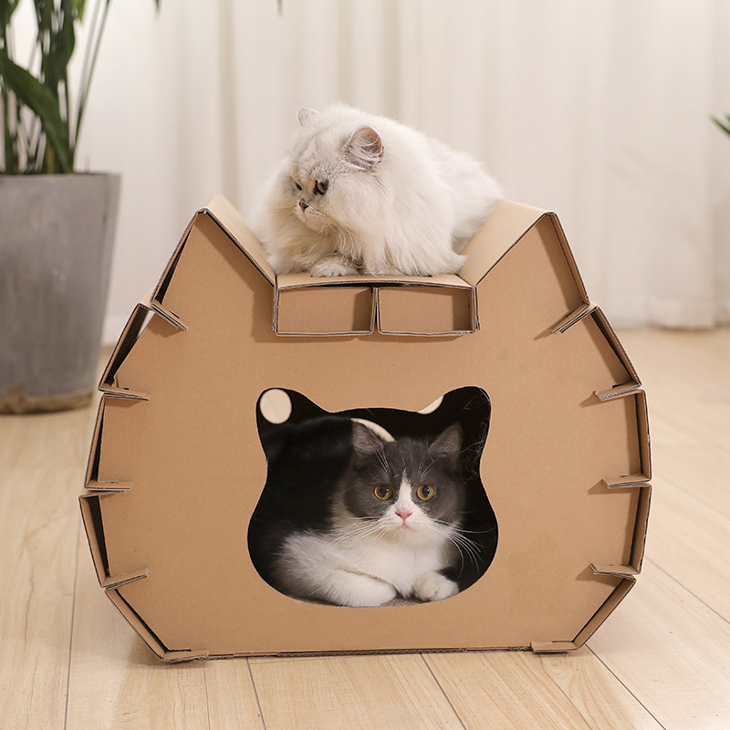Pakeway Cat Scratcher Pad With Catnip Cardboard Lounge Hammock Pet Cat Bed