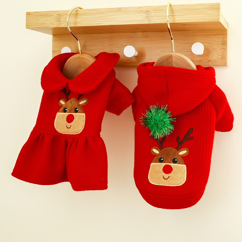 Venta al por mayor de Navidad para mascotas Dress Up Pet Green Elf Makeover Ropa para mascotas