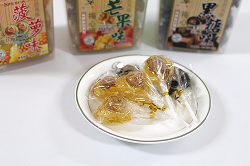 Китай 360 г Леденец на палочке со сливой и ананасом, коричневый сахар, яблоко, в банке, производитель