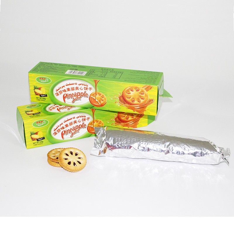 120g Pineapple Strawberry Jam Sandwich Biscuit For Box