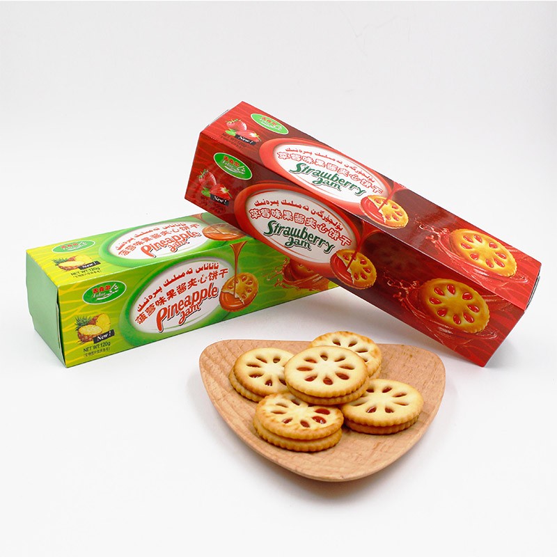 120g Pineapple Strawberry Jam Sandwich Biscuit For Box