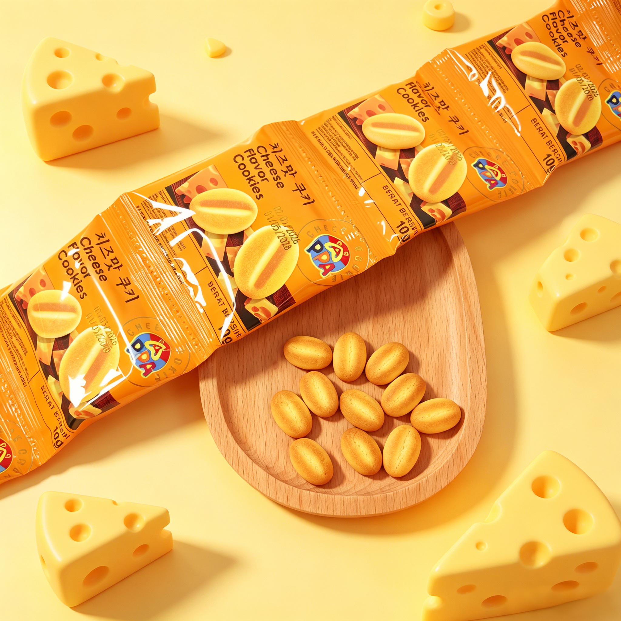 Mini cheese flavored biscuits