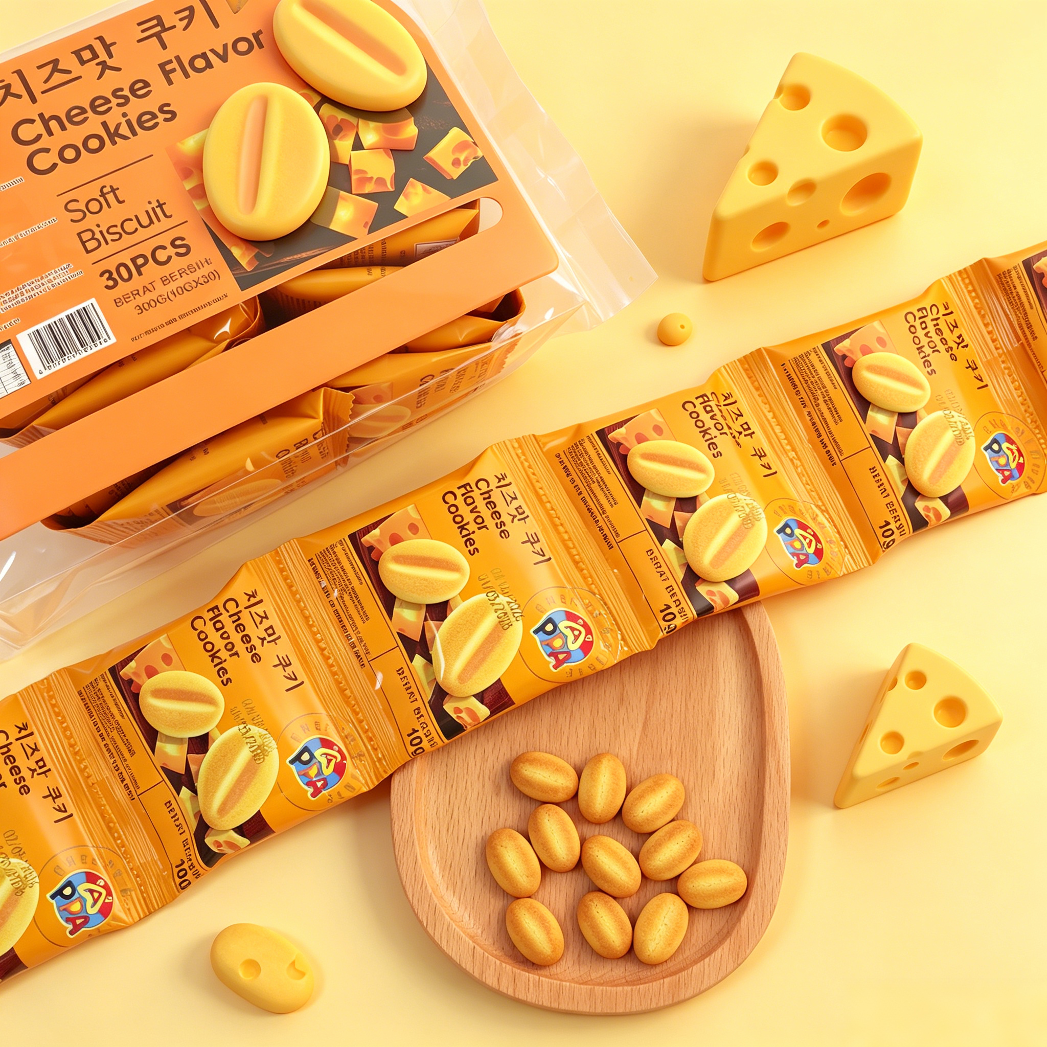 Mini cheese flavored biscuits