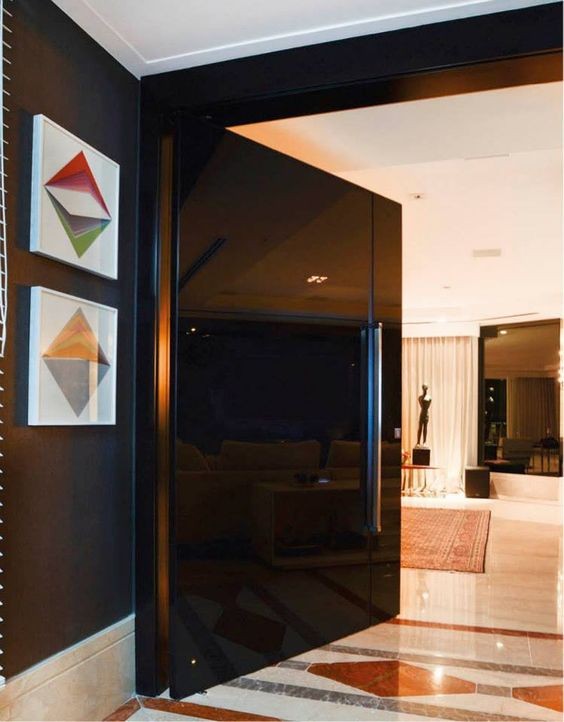 Modern mirror glass outside front entrance door for home