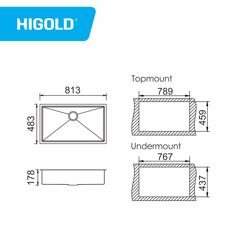 32inch Sus304单碗厨房水槽