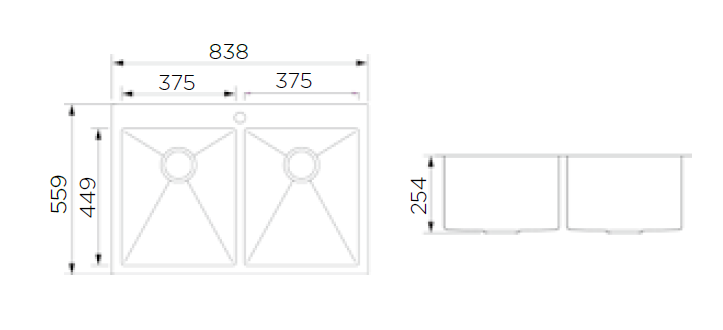 33x22 R10 Topmount Handmade SUS304 Stainless Steel Double bowl Sink