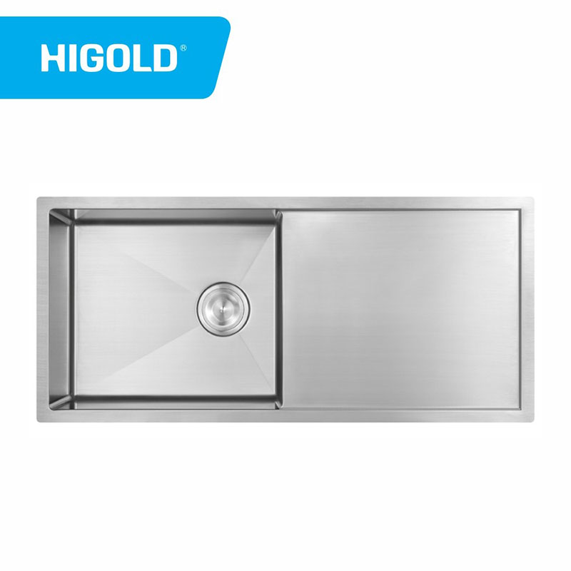 Long SUS304 Handmade Single bowl kitchen sink With Drain board