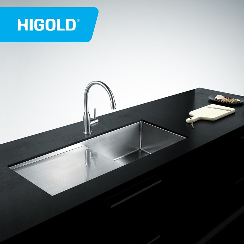 Long SUS304 Handmade Single bowl kitchen sink With Drain board
