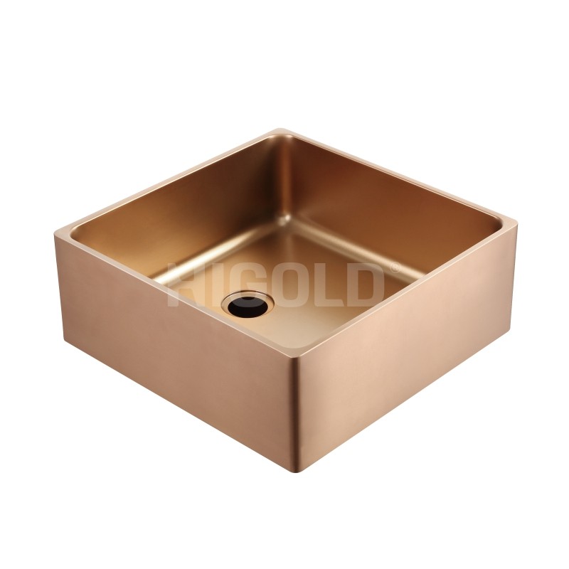 PVD玫瑰金方形浴室水槽