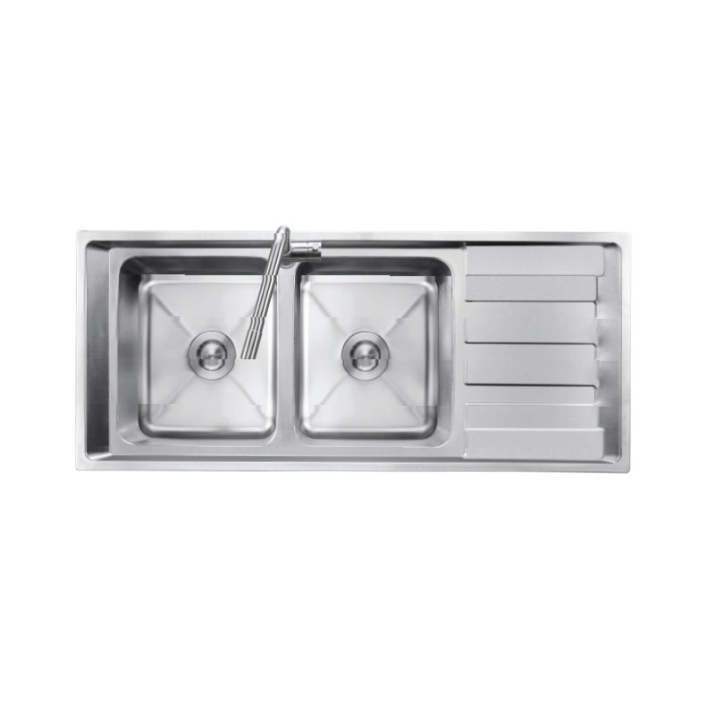 Undermount Steel Double bowl Pressing Sink With drain board