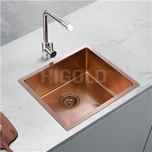 Rose Gold PVD And Nano Handmade Single bowl Undermount Stainless Steel Sink