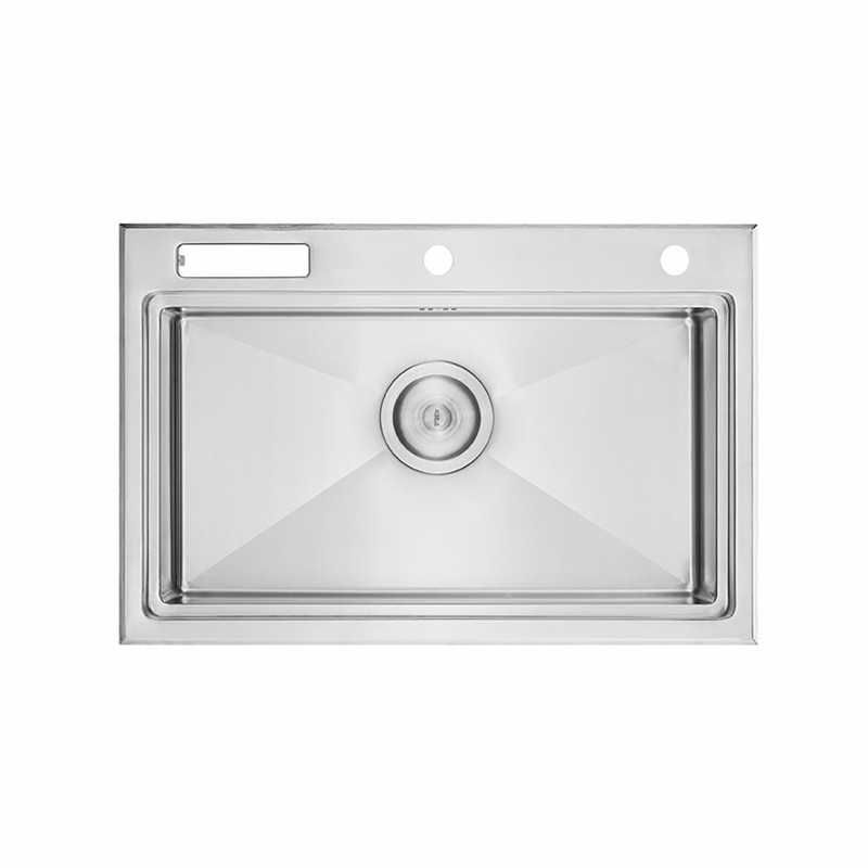 304 Inox roestvrijstalen enkele kom handgemaakte keukenspoelbak met twee traps ontwerp