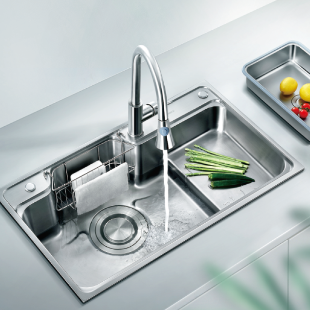 Unique Bosion Series Single Bowl Stainless Steel Pressed Sink with Step,Higold