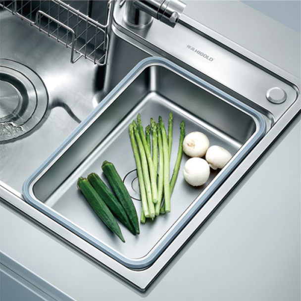 Unique Bosion Series Single Bowl Stainless Steel Pressed Sink with Step,Higold