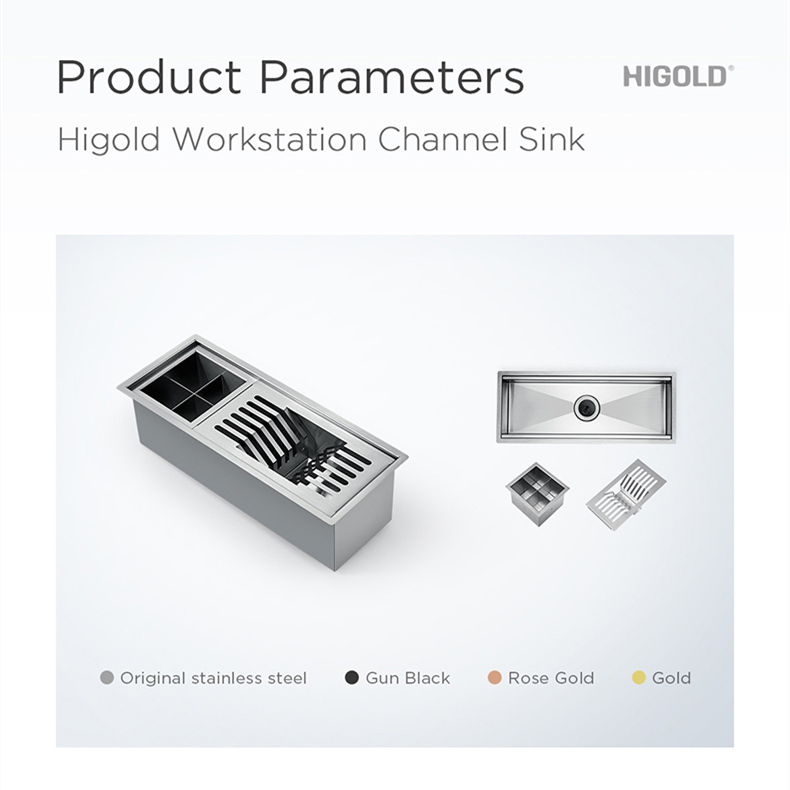PVD SUS304 Stainless Steel Workstation Channel Sink,Higold